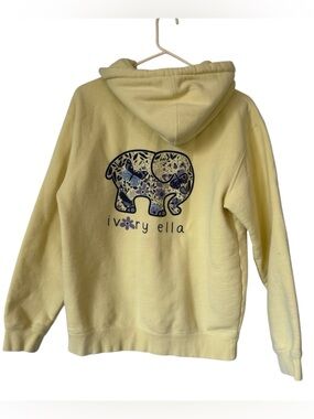 Ivory Ella Hoodie Yellow Buttercup Fields of ButterFlies Small